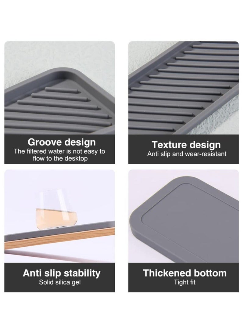 شو وو 2 Pack Silicone Sponge Holder, SYOSI Sink Organiser Tray, Soap and Holder for Kitchen Bathroom Washing Up liquid Storage Tray Mat Handsoap, Dish Brush, Dispenser (Black+Grey) - Image 2