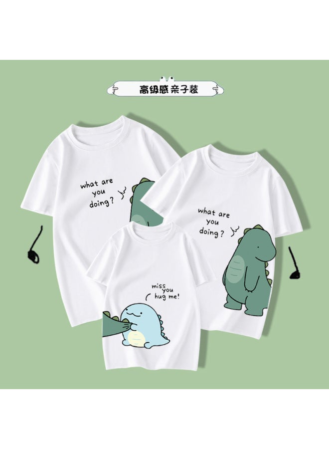 Little Dinosaur Parent-child T-shirt Short-sleeved Summer Dress Trendy Family Of Three Four Father And Son Mother And Daughter Western Style Half-sleeved