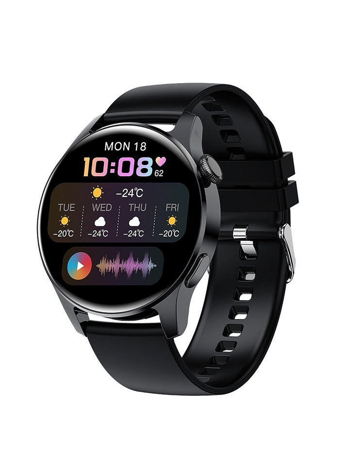 لييج ساعة ذكية رياضية متعددة الوظائف مقاومة للماء IP67 بشاشة لمس كاملة للرجال بتصميم بسيط وعصري تدعم مكالمات البلوتوث وأندرويد وIOS وسوار من السيليكون باللون الأسود - Image 1