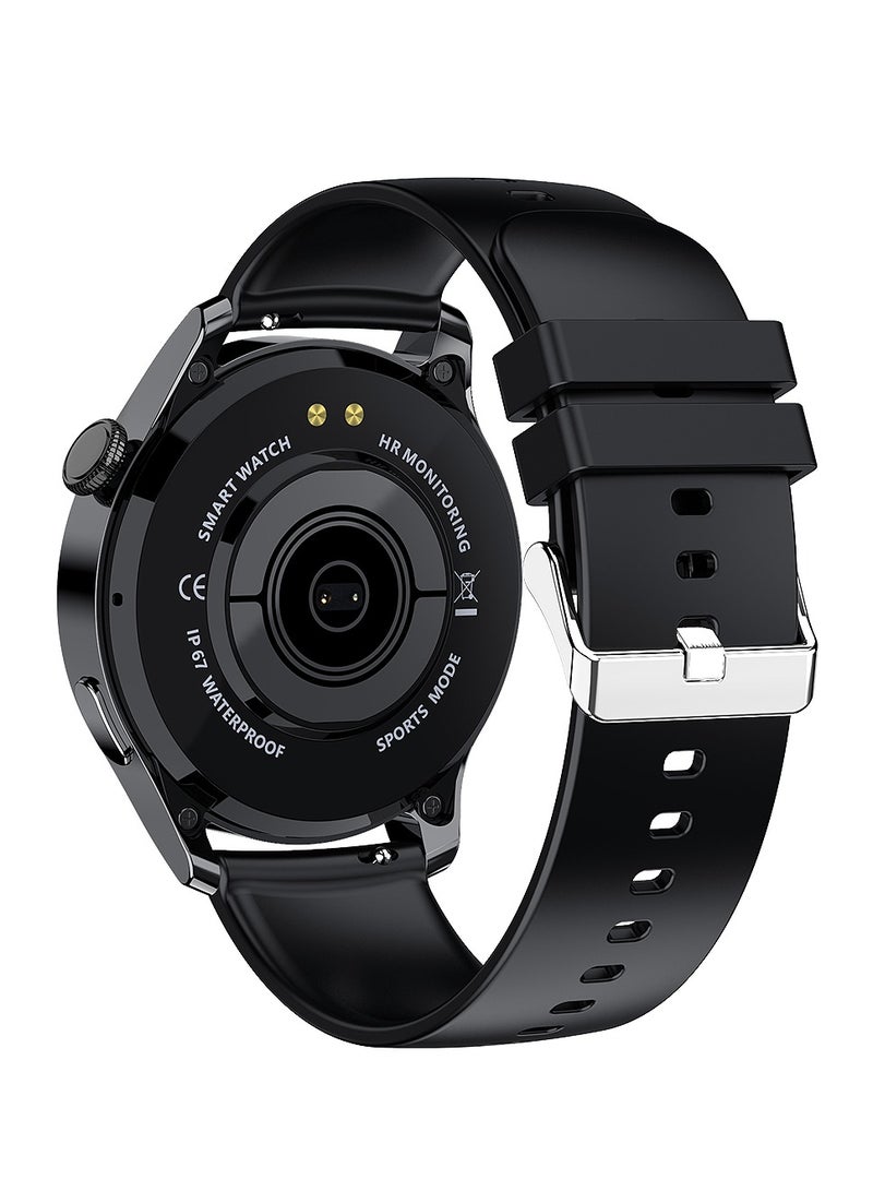 لييج ساعة ذكية رياضية متعددة الوظائف مقاومة للماء IP67 بشاشة لمس كاملة للرجال بتصميم بسيط وعصري تدعم مكالمات البلوتوث وأندرويد وIOS وسوار من السيليكون باللون الأسود - Image 3