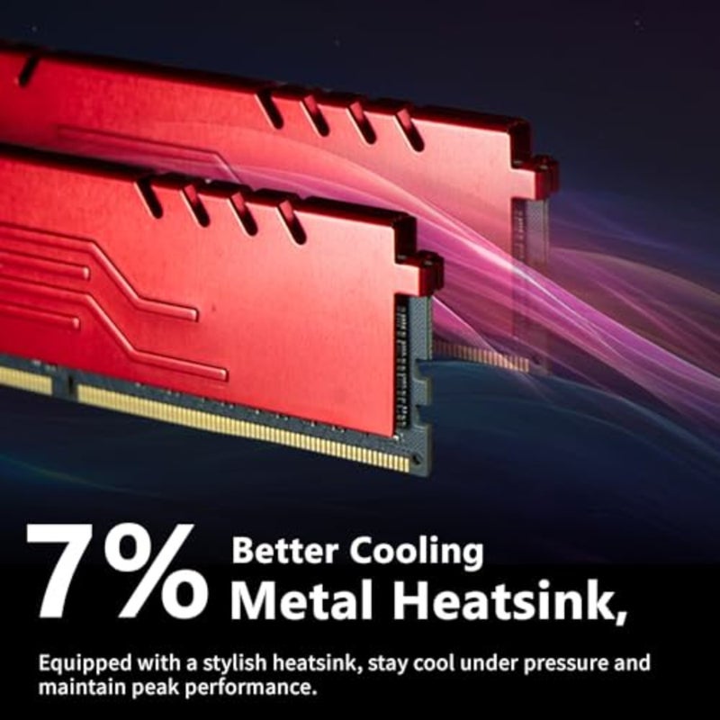 وحدة ذاكرة سطح المكتب للألعاب: DDR4 3200 ميجا هرتز CL16، 16 جيجابايت × 2، مبدد حراري من الألومنيوم، أسود، جهد منخفض 1.35 فولت، PC4-25600، UDIMM غير ECC - Image 5