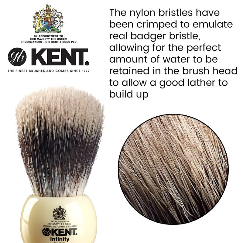 Kent INF1 Infinity Ultra-Soft Silvertex Bristles Shaving Brush Synthetic Bristles Crimped to Emulate Real Badger Bristle for Ultimate Shave Experience Perfect Lather for Shave Cream and Shaving Soap - Image 3