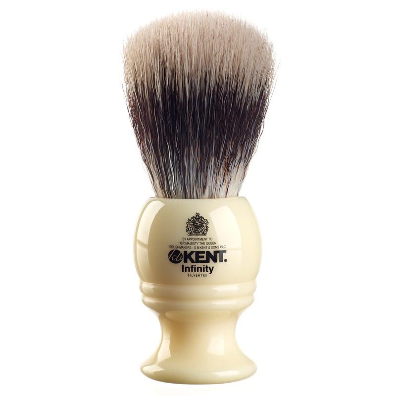 Kent INF1 Infinity Ultra-Soft Silvertex Bristles Shaving Brush Synthetic Bristles Crimped to Emulate Real Badger Bristle for Ultimate Shave Experience Perfect Lather for Shave Cream and Shaving Soap - Image 1