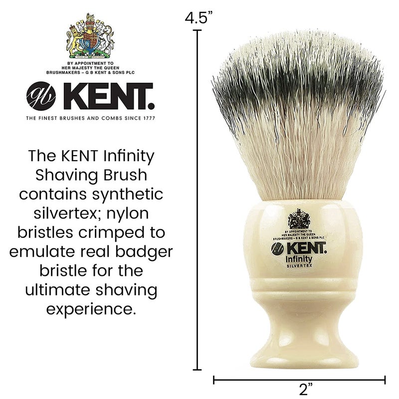 Kent INF1 Infinity Ultra-Soft Silvertex Bristles Shaving Brush Synthetic Bristles Crimped to Emulate Real Badger Bristle for Ultimate Shave Experience Perfect Lather for Shave Cream and Shaving Soap - Image 2