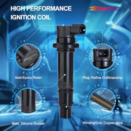 FIREMOTOO Pack of 4 Ignition Coil Pack Compatible with Yamaha 20032007 YZFR6 20062009 YZFR6S 20022006 YZFR1 20062014 FZ1 20092016 Vmax 1700 2015 FZS1 20032007 R6 F6T558 2C0823100000 - Image 3