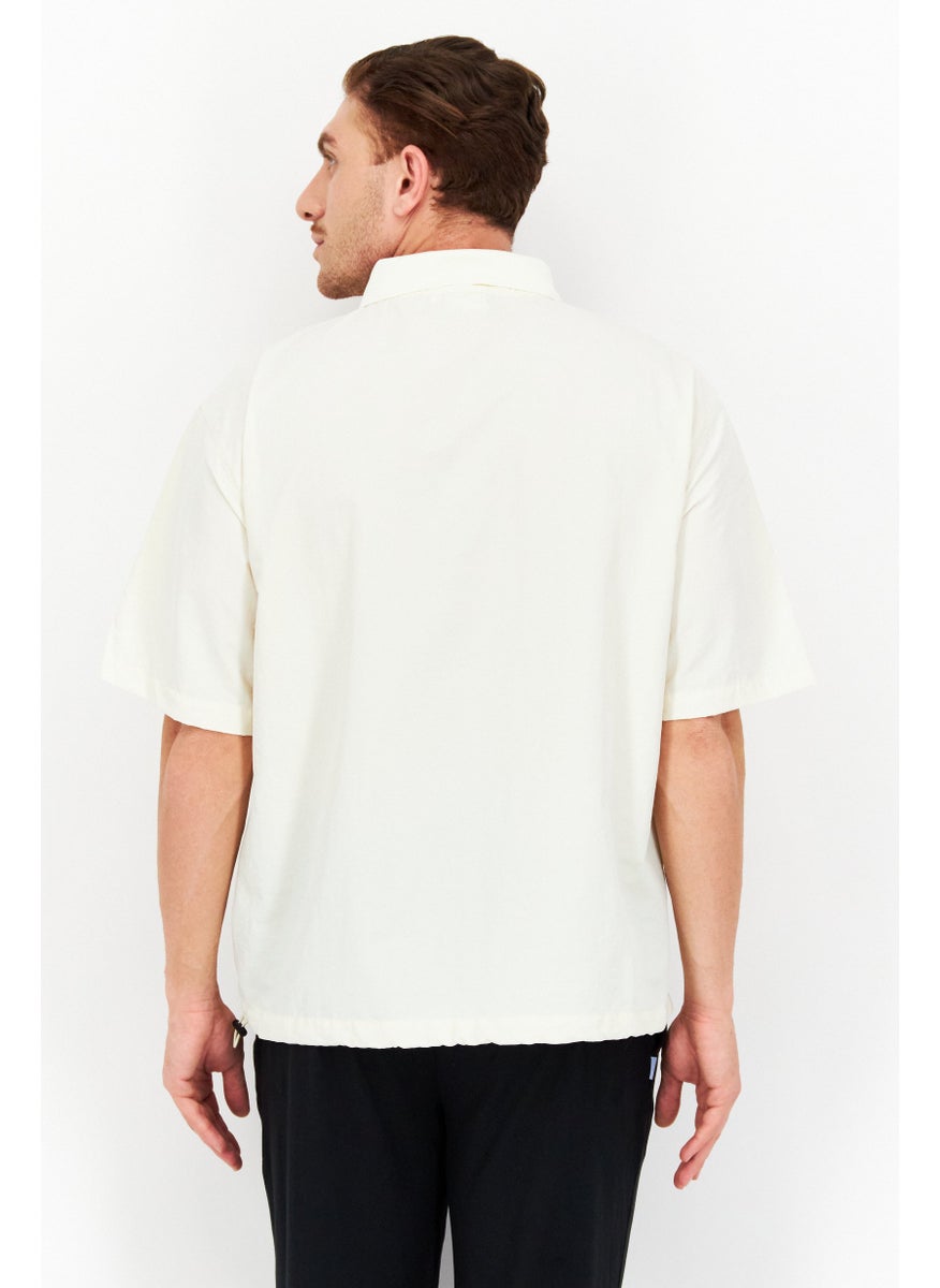 FILA - Men Sportswear Fit Brand Logo Training Polo Shirt, Off White - Image 1