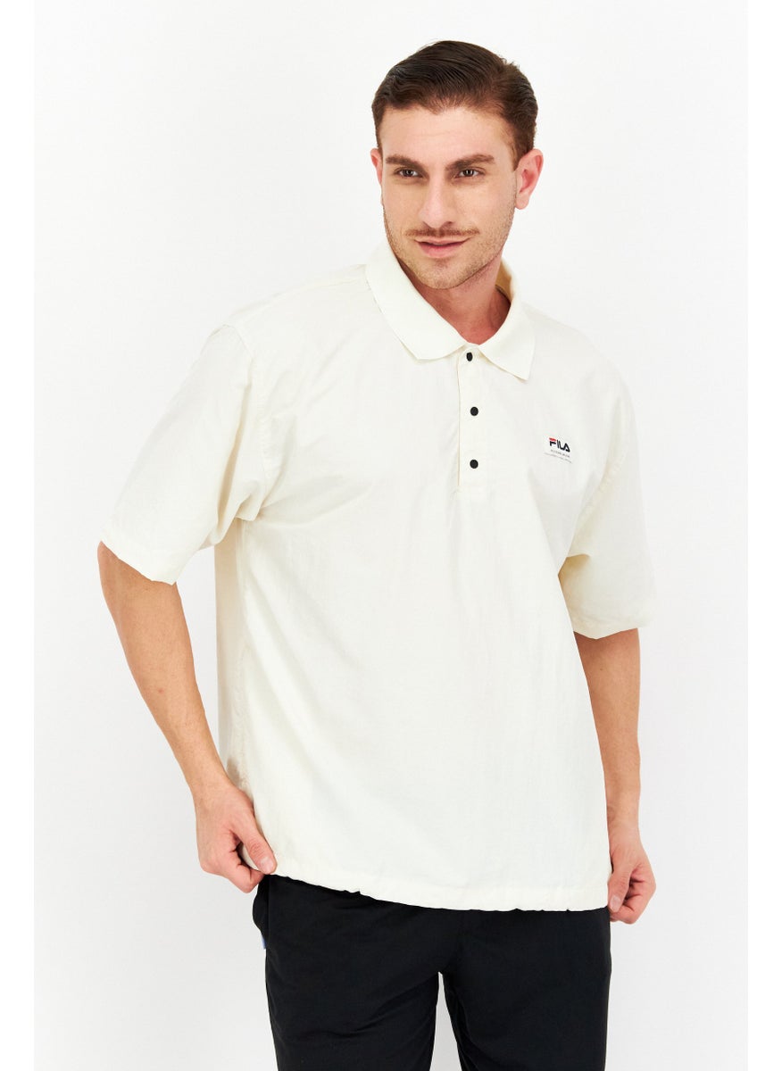 FILA - Men Sportswear Fit Brand Logo Training Polo Shirt, Off White - Image 1