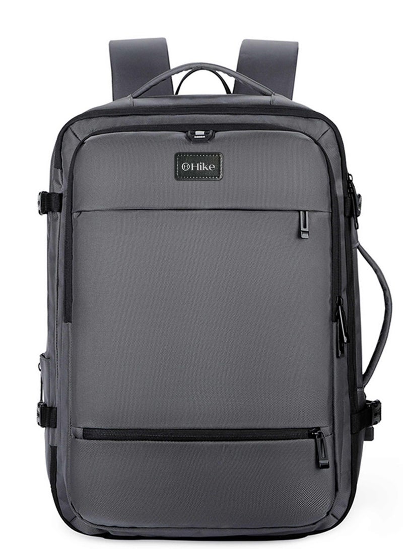 Hike Unisex Expandable Shoulder Backpack Water Resistant Laptop Daypack with 360° Degree Opening and Separate Laptop Compartment for Travel/Business/College, HK2101-GREY - Image 2