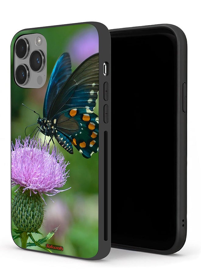 Tolwak Apple iPhone 14 Pro Protective Case Butterfly Sitting On Flower - Image 1