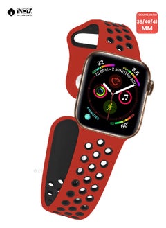 INEIX Soft Silicone Sport Nike Edition Replacement Strap For Apple Watch 38/40/41 mm - Red/Black  - Image 4