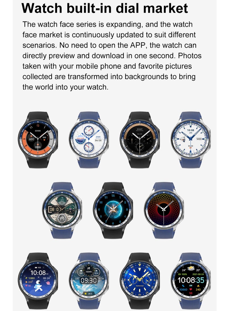 RollsTimi  Men's smart watch 1.43 AMOLED HD screen Bluetooth call activity tracker heart rate monitor IP68 waterproof compatible with Android and iOS, sports and fitness watches，Watch DT watch X Brown Belt  - Image 3