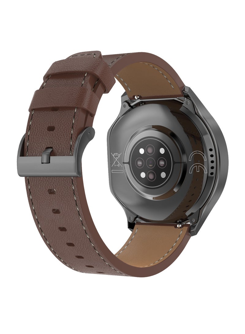 RollsTimi  Men's smart watch 1.43 AMOLED HD screen Bluetooth call activity tracker heart rate monitor IP68 waterproof compatible with Android and iOS, sports and fitness watches，Watch DT watch X Brown Belt  - Image 2