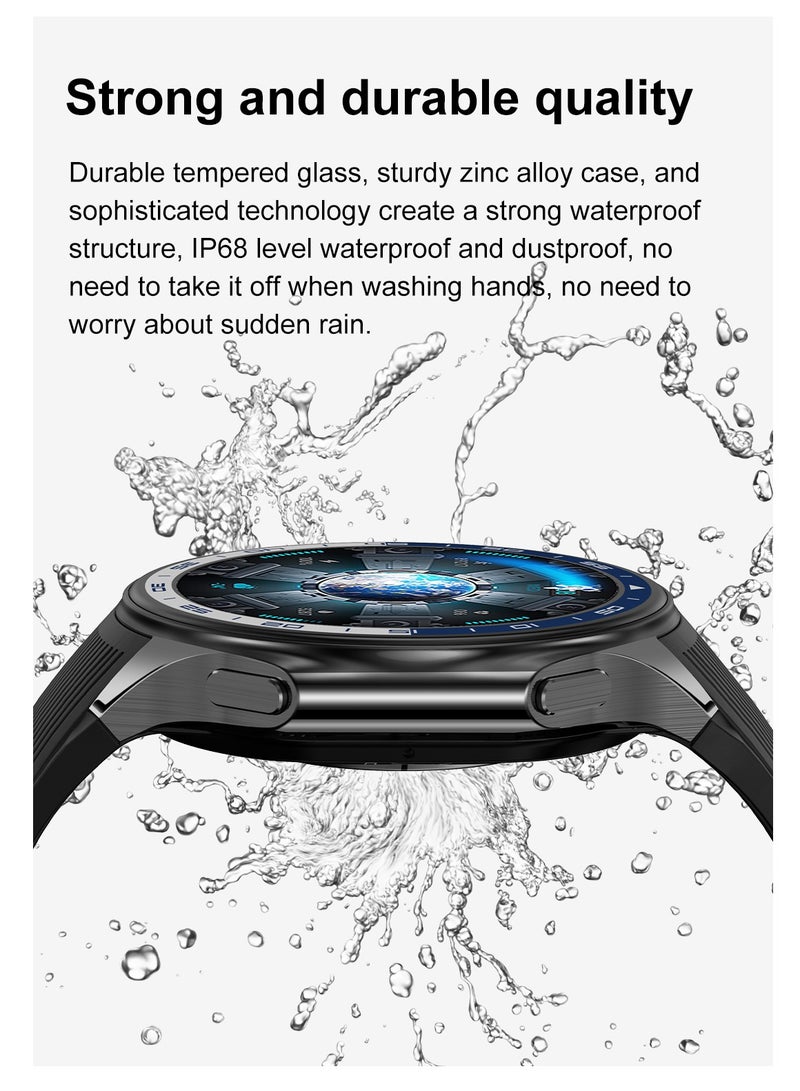 RollsTimi  Men's smart watch 1.43 AMOLED HD screen Bluetooth call activity tracker heart rate monitor IP68 waterproof compatible with Android and iOS, sports and fitness watches，Watch DT watch X Brown Belt  - Image 5