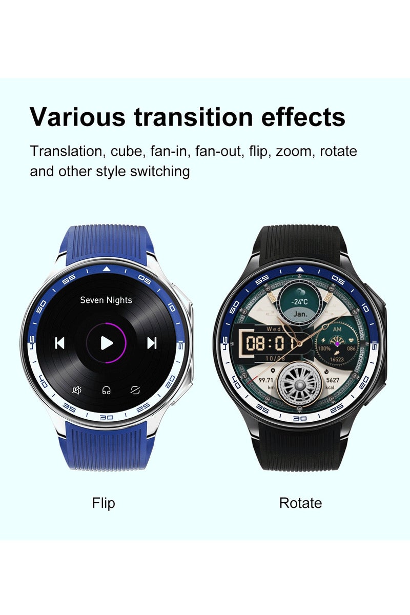 RollsTimi  Men's smart watch 1.43 AMOLED HD screen Bluetooth call activity tracker heart rate monitor IP68 waterproof compatible with Android and iOS, sports and fitness watches，Watch DT watch X Brown Belt - Image 2