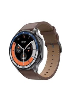 RollsTimi  Men's smart watch 1.43 AMOLED HD screen Bluetooth call activity tracker heart rate monitor IP68 waterproof compatible with Android and iOS, sports and fitness watches，Watch DT watch X Brown Belt  - Image 1