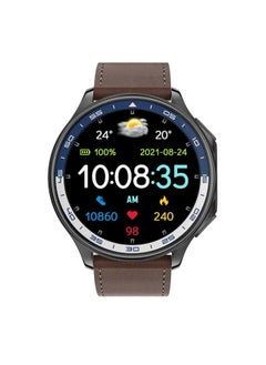 RollsTimi  Men's smart watch 1.43 AMOLED HD screen Bluetooth call activity tracker heart rate monitor IP68 waterproof compatible with Android and iOS, sports and fitness watches，Watch DT watch X Brown Belt  - Image 2