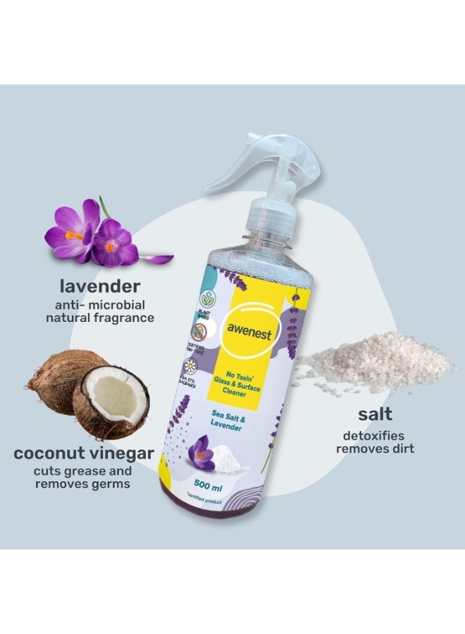 awenest Plant Based Glass and Multipurpose Cleaner Concentrate Refill with Sea Salt & Lavender | All Purpose Cleaner for Glass, Bathroom, Kitchen | Stain Remover | Organic | Eco-Friendly (500ml) - Image 2