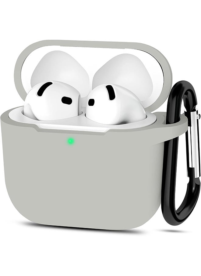 O Ozone For AirPods 4 Silicone Case Cover (2024) ,Full Body Protective Shock-Resistant Silicone Case Cover With Carabiner For Men & Women - Grey  - Image 1