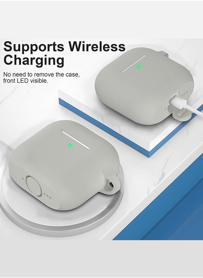 O Ozone For AirPods 4 Silicone Case Cover (2024) ,Full Body Protective Shock-Resistant Silicone Case Cover With Carabiner For Men & Women - Grey  - Image 4