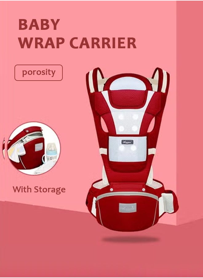Arabest Baby Wrap Carrier, Multifunctional Baby Carrier Front Holding Waist Bag All-In-One Baby Carrier, Lightweight and Breathable, Adjustable Baby Carrier, Ergonomic Pure, for Newborns and Older Babies (Red)  - Image 1