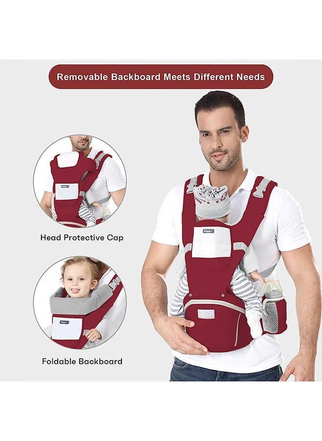 Arabest Baby Wrap Carrier, Multifunctional Baby Carrier Front Holding Waist Bag All-In-One Baby Carrier, Lightweight and Breathable, Adjustable Baby Carrier, Ergonomic Pure, for Newborns and Older Babies (Red)  - Image 3