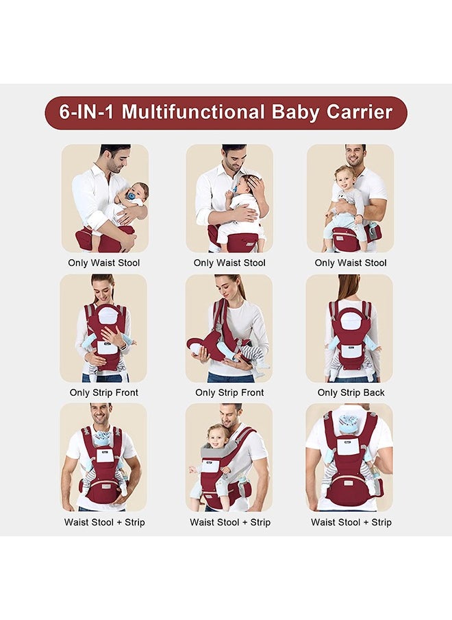 Arabest Baby Wrap Carrier, Multifunctional Baby Carrier Front Holding Waist Bag All-In-One Baby Carrier, Lightweight and Breathable, Adjustable Baby Carrier, Ergonomic Pure, for Newborns and Older Babies (Red)  - Image 5