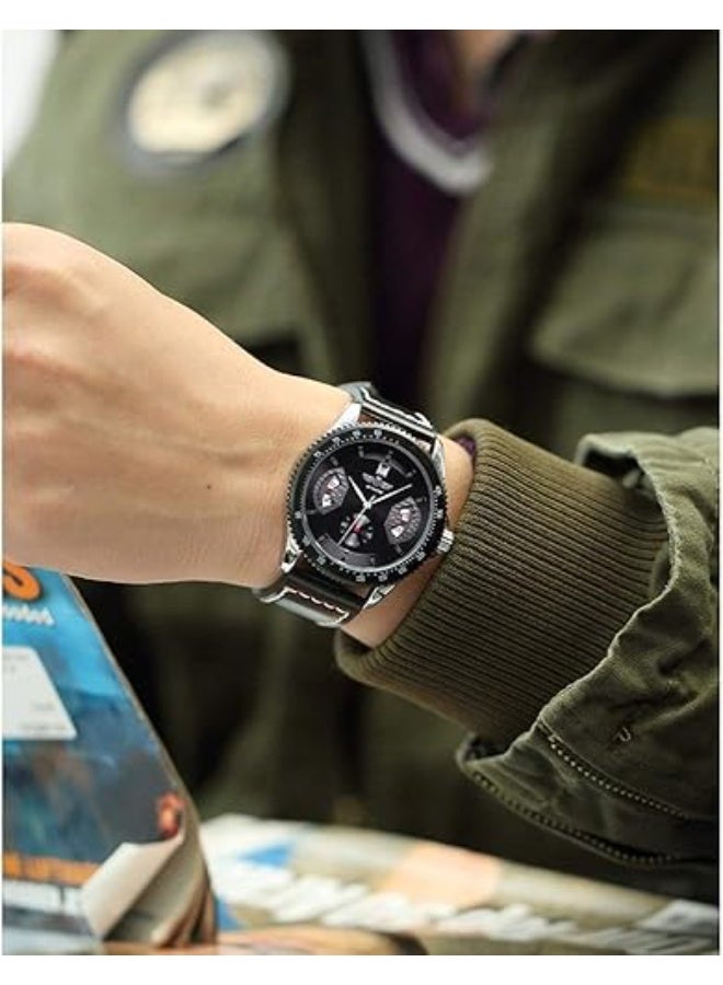 وينر ساعة يد رجالية أوتوماتيكية ميكانيكية مقاومة للماء بسوارة جلدية فاخرة - Image 3