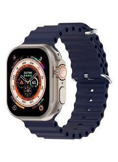 HuHa Band ocean Silicone watch Band For apple watch ultra 49mm / series 8/7 45mm / SE 2/6 / SE / 5/4 44mm midnight blue