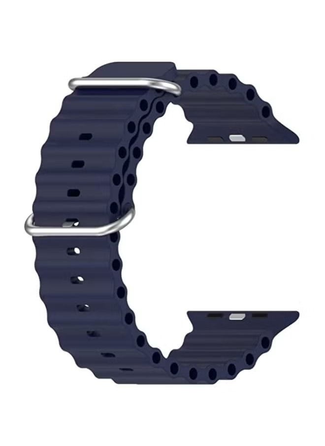 Generic - HuHa Band ocean Silicone watch Band For apple watch ultra 49mm / series 8/7 45mm / SE 2/6 / SE / 5/4 44mm midnight blue - Image 1