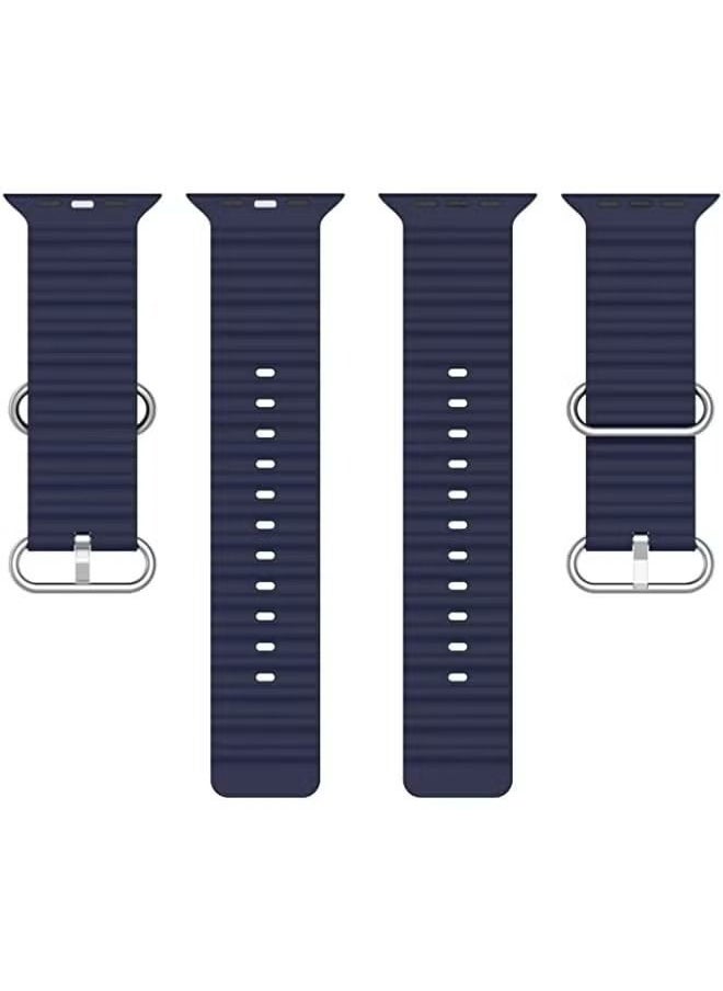 Generic - HuHa Band ocean Silicone watch Band For apple watch ultra 49mm / series 8/7 45mm / SE 2/6 / SE / 5/4 44mm midnight blue - Image 1