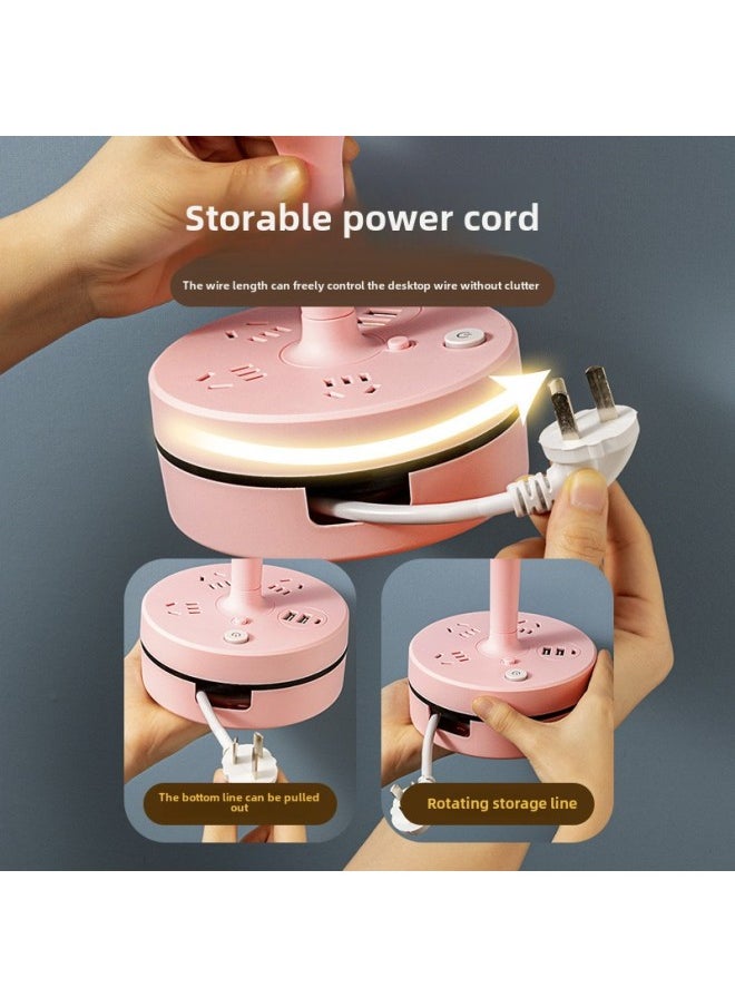 Generic - Intelligent Voice Storage With Cable Plug-in Row With Eye Protection Desk Lamp Dormitory Plug-in Board Long Line USB Multi-function Socket-Specifications:[F5U-Pink -4-Bit USB] Total Length: 0.8 M - Image 1