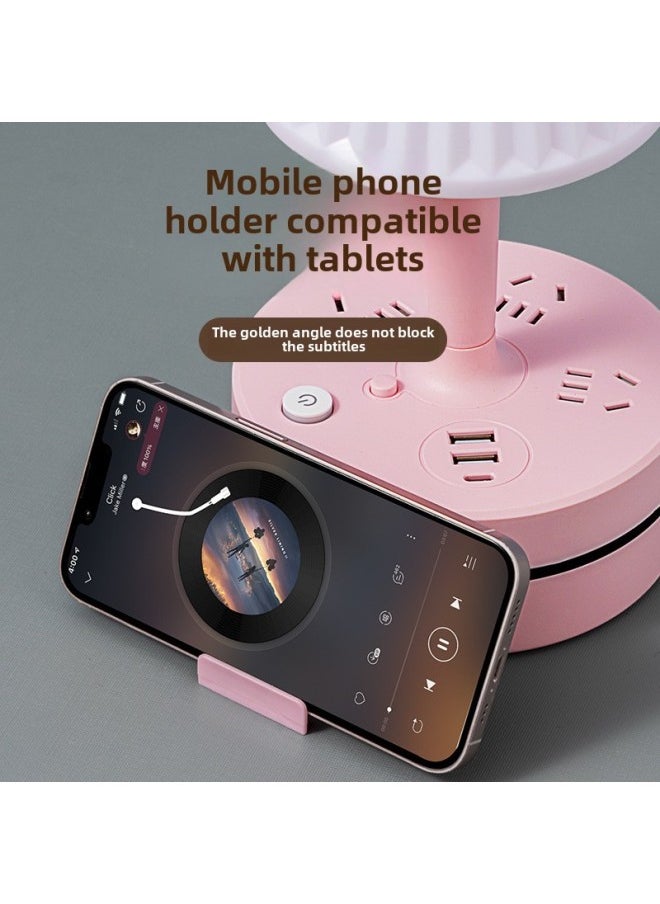 Generic - Intelligent Voice Storage With Cable Plug-in Row With Eye Protection Desk Lamp Dormitory Plug-in Board Long Line USB Multi-function Socket-Specifications:[F5U-Pink -4-Bit USB] Total Length: 0.8 M - Image 1