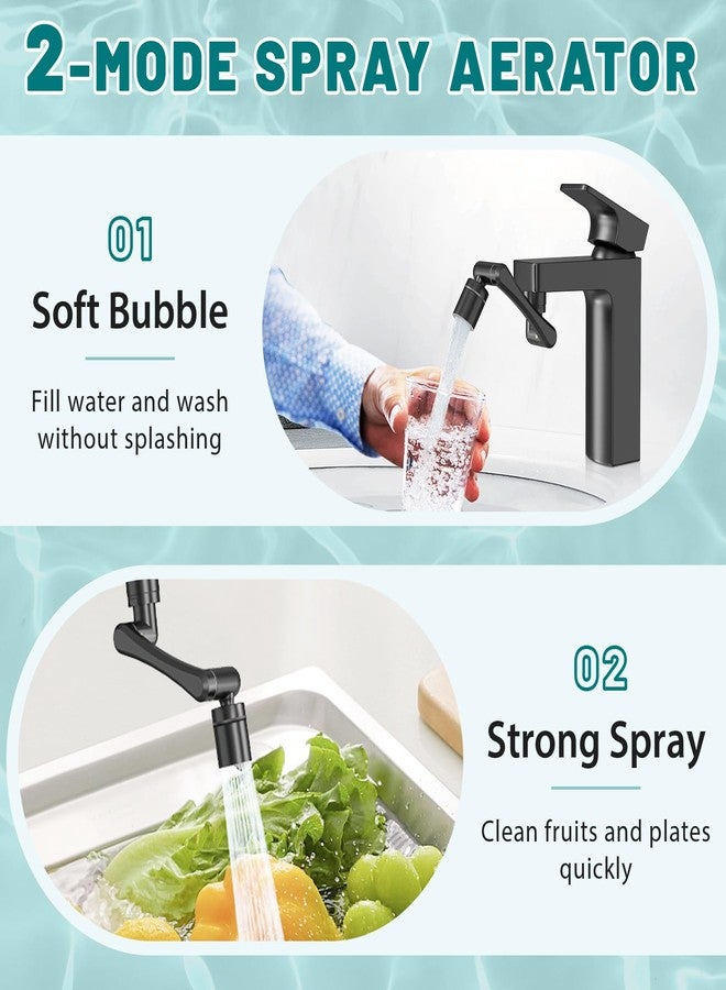CECEFIN 1440° Rotating-Faucet-Extender Sink Aerator - 1080°+360° Large-Angle Splash Filter Extension with 2 Water Outlet, Swivel Multifunctional Robotic Arm for Kitchen/Bathroom, Oil Rubbed Bronze - Image 3