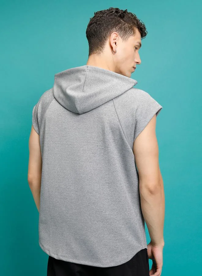 HIGHLANDER Slogan Print Cap Sleeves Hoodie by Styli