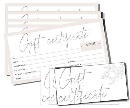 Paper 'n Such Gift Certificates for Business - Set of 25 with Envelopes -Spa, Salon, Restaurants, Custom Client Vouchers for Birthday, Work-Heavyweight Card Stock - Light Pink - Image 1