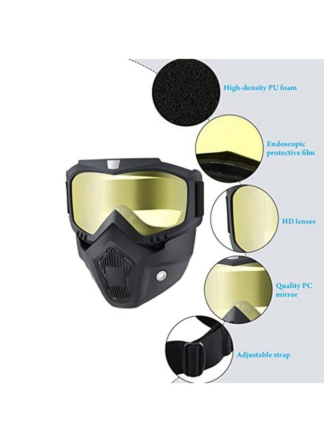 FABSPORTS Unisex Protective Goggles With Detachable Reusable Mask,Anti Uv,Windproof,Soft Foam Padded For Comfort. Used For Motorcycle,Dirt Bike Off Road,Atv Ride,Snowboarding,Cycling Etc (Yellow) - Image 2