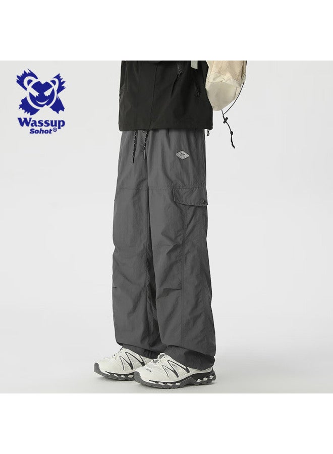 Wassup Sohot Casual Pants For Men, Spring And Autumn Cargo Trousers, Straight-leg Outdoor Sports Pants For Men, Dark Gray, Size L - Image 1