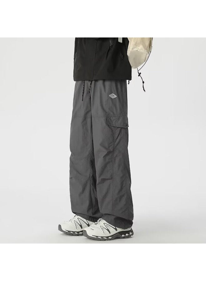 Wassup Sohot Casual Pants For Men, Spring And Autumn Cargo Trousers, Straight-leg Outdoor Sports Pants For Men, Dark Gray, Size L - Image 2