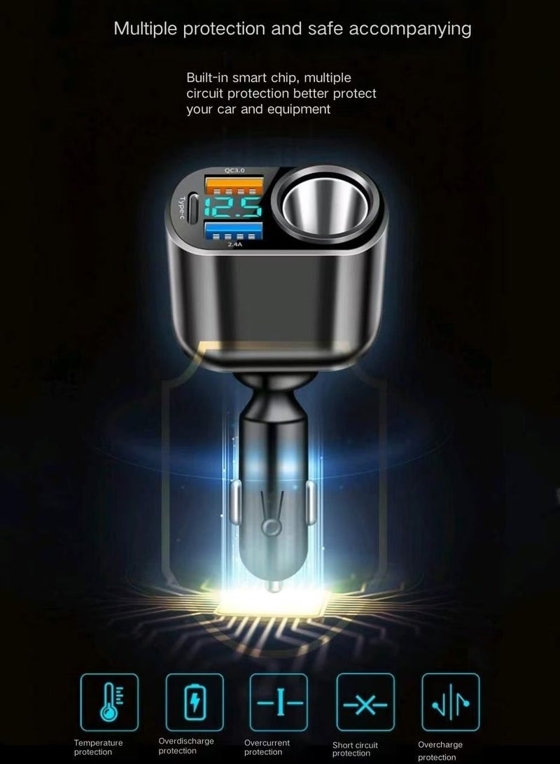 Beauenty 66W Super Fast Car Charger Fast Charging 3 Port USB Car Power Adapter With 66W USB C Cable Car Fast Charger Plug For Steam Deck Macbook Laptops Tablets iPhone 16 15 Series Samsung Galaxy Xiaomi Black - Image 5