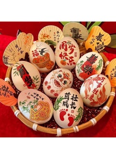 Generic Baby's First Year Ceremony Egg Sticker Arrangement Egg Tattoo Sticker Full Moon Hundred Days Birthday Banquet Grab Week Prop Decoration-Color:A168 Happy Birthday Party*2 Sheets/8 Patterns_color Tattoo Stickers (can Last For 1-7 Days)  - Image 3
