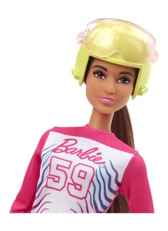 Mattel (MCJG9) Barbie Winter Sports para Alpine Skier Brunette Doll (12 in) with Shirt, Pants, Helmet, Gloves, Pole, Sit Ski & Trophy, Great Gift for Ages 3 and Up  - Image 2