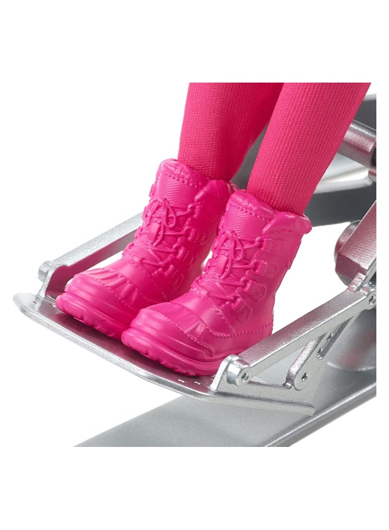 Mattel BARBIE Barbie Winter Sports para Alpine Skier Brunette Doll (12 in) with Shirt, Pants, Helmet, Gloves, Pole, Sit Ski & Trophy, Great Gift for Ages 3 and Up - Image 4