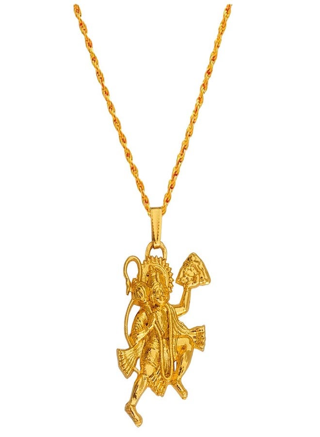 Sullery Religious Jewelry Pawan Putra Hanuman Bajrangbali Gold Brass,Zinc Metal 01 Necklace Pendant for Men and Women - Image 1