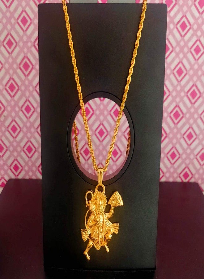 Sullery Religious Jewelry Pawan Putra Hanuman Bajrangbali Gold Brass,Zinc Metal 01 Necklace Pendant for Men and Women - Image 3