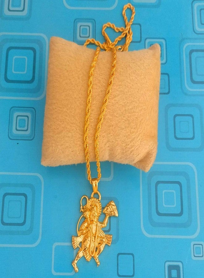 Sullery Religious Jewelry Pawan Putra Hanuman Bajrangbali Gold Brass,Zinc Metal 01 Necklace Pendant for Men and Women - Image 2