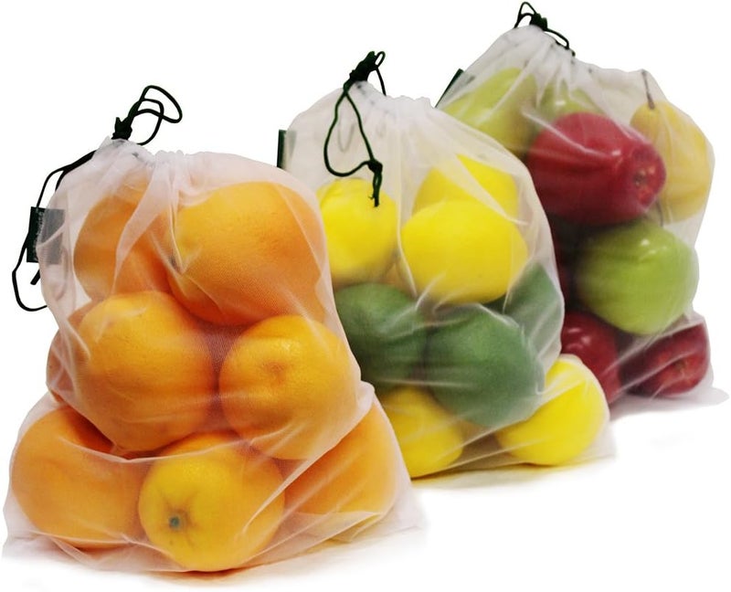 Earthwise Reusable Mesh Produce Bags - Set of 9 Washable Lightweight Strong See-Through Bags for Fruits and Vegetables - Image 4