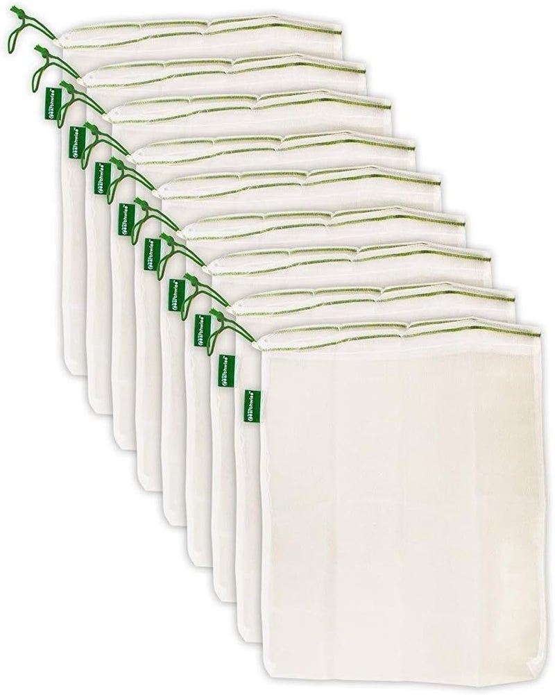 Earthwise Reusable Mesh Produce Bags - Set of 9 Washable Lightweight Strong See-Through Bags for Fruits and Vegetables - Image 1