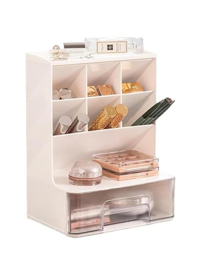 HOOKOR Desk Pen Organiser, Pen Holder Organizer Storage, Pencil Organizer with 7 Compartments and 1 Drawer, Marker Desk Organizer  - Image 1