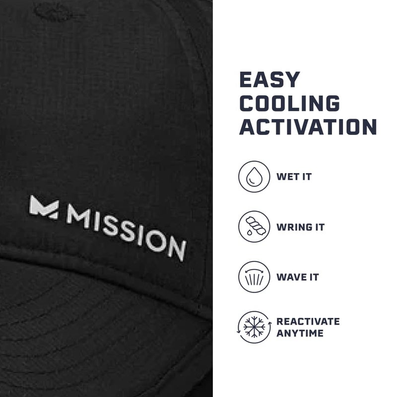 MISSION Cooling UPF Performance Hat - Unisex One Size Cap for Workouts, Golf & Running - Sweat & Water Activated Technology Black - Image 4