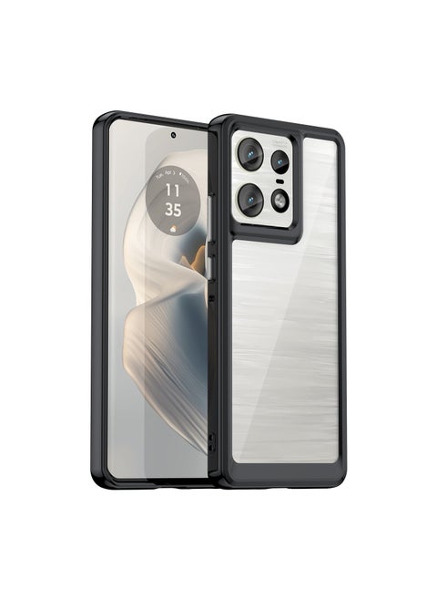 Non Yellowing Drop Protection Thin Flexible Silicone TPU Shockproof Protective Slim Fit Phone Cover for Moto Edge 50 Pro 5G Black